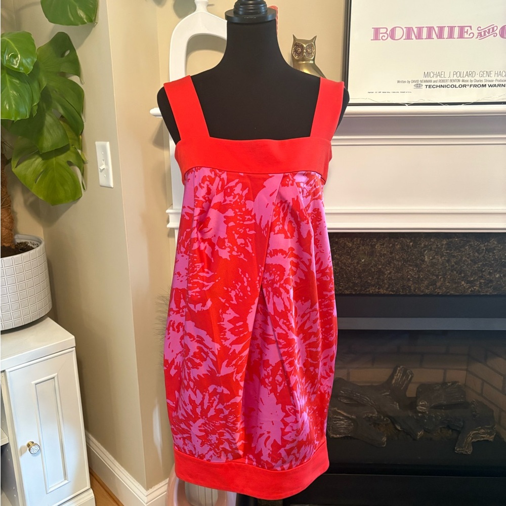 Diane Von Furstenberg Red and Pink Floral Bubble Dress